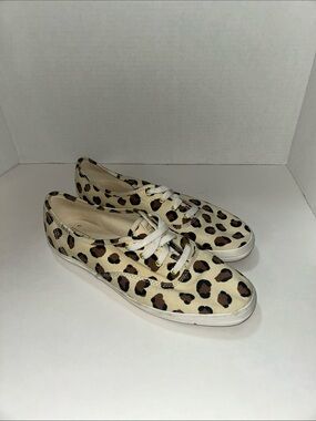 Keds Leopard Print Canvas Sneakers - Cream, Brown, Black